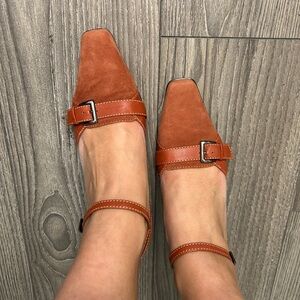 Orange/red kitten heels